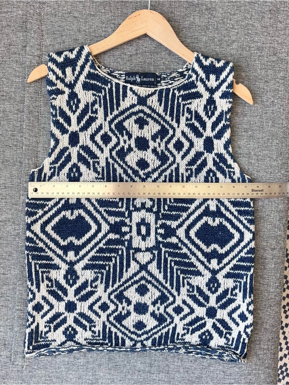 Vintage Ralph Lauren Blue Label Sweater Vest Size M Hand Knit Cotton Linen - Picture 10 of 12